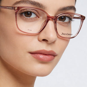 Juicy Couture Ju 225 Square Eyeglasses Women — side view, Pink Acetate temples