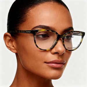 Juicy Couture JU 228 Square Eyeglasses Women — side view, Havana Acetate temples