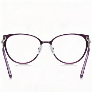Juicy Couture Modern Oval Eyeglasses Unisex — side view, Violet Alloy Steel temples