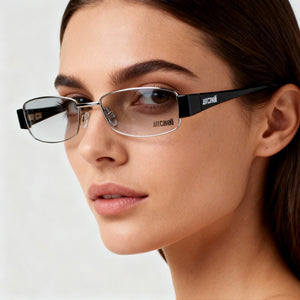 Just Cavalli 0278-012-51 Rectangle Eyeglasses Women — side view, Silver Metal - Acetate temples