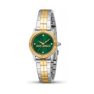 Just Cavalli Fashion Two Tone Silver Dial Stainless Steel Women Watch, 26mm