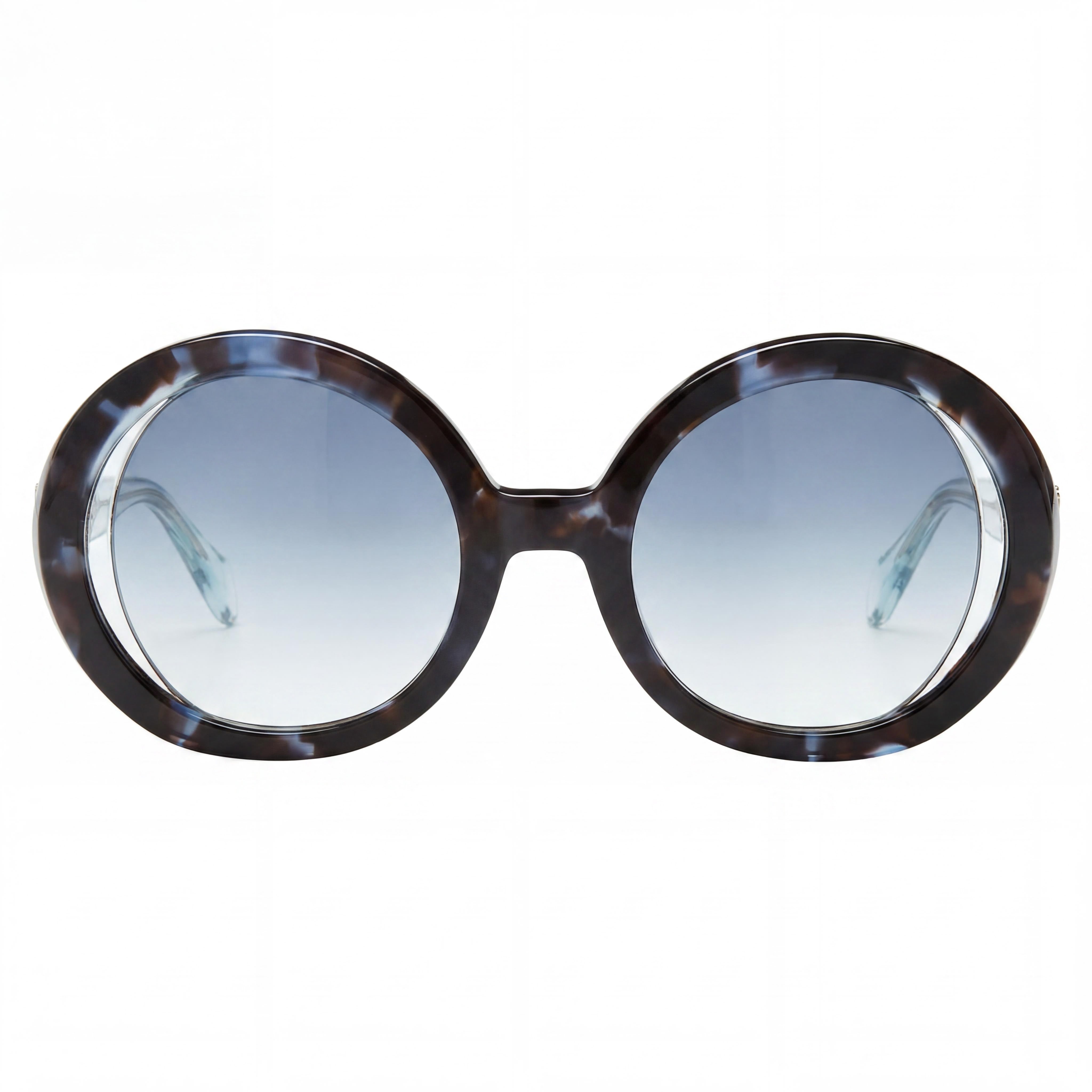 Just Cavalli Casual Women's Blue Havana Metal Acetate Rounded Sunglasses with Smoke Gradient Yellow Lenses UV Protected 58-17-140, Photo 2