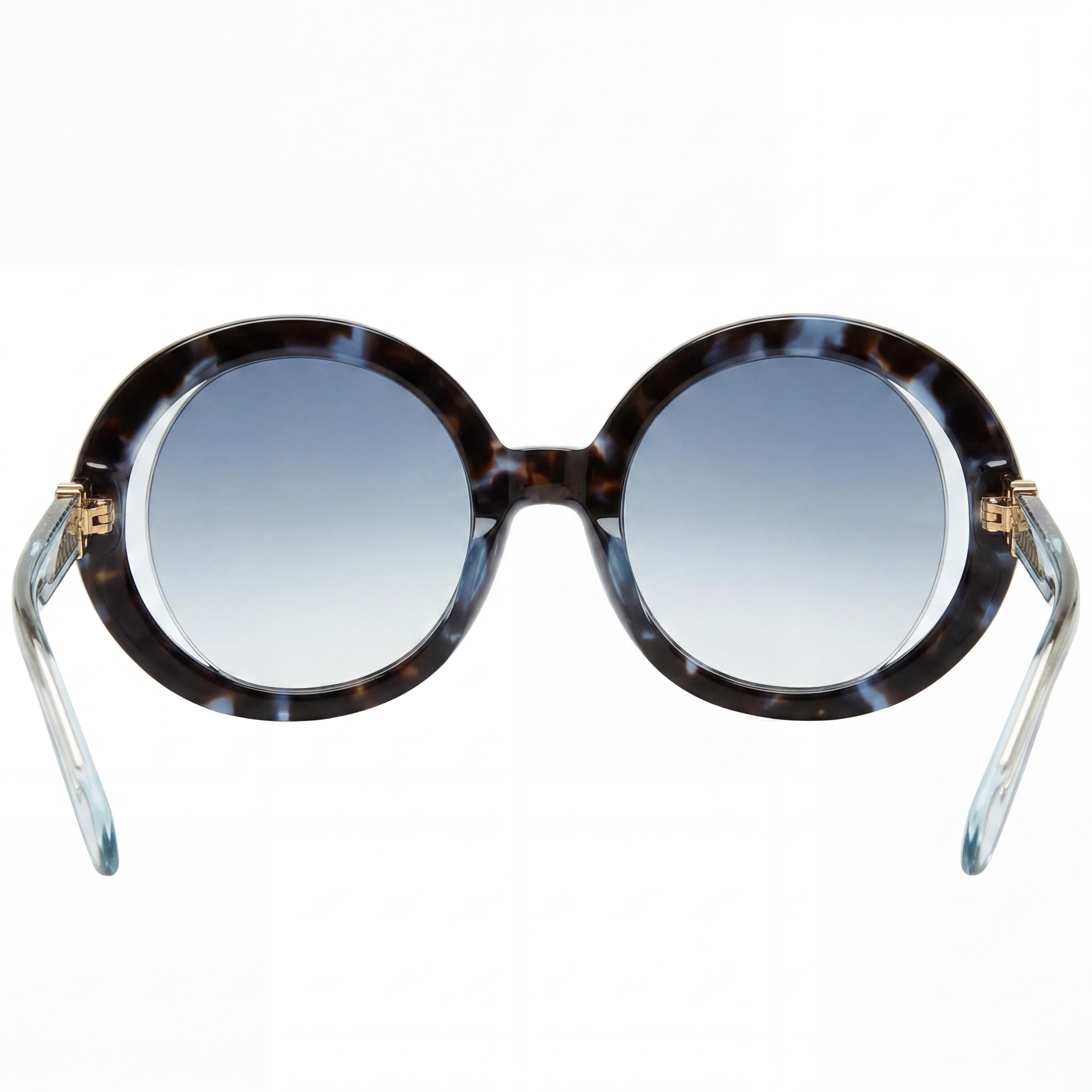 Just Cavalli Casual Women's Blue Havana Metal Acetate Rounded Sunglasses with Smoke Gradient Yellow Lenses UV Protected 58-17-140, Photo 4