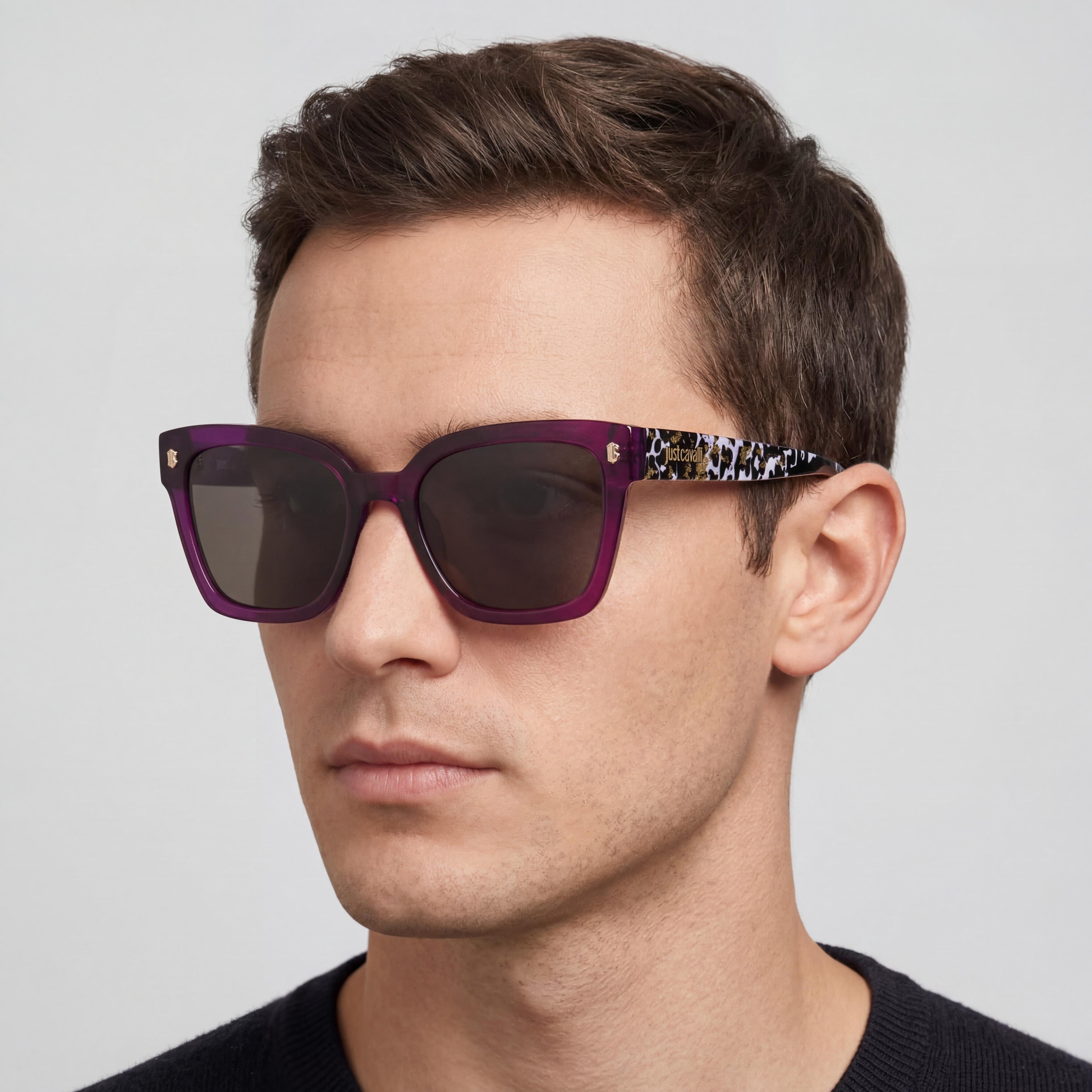 Just Cavalli SJC044 Violet Rectangle Sunglasses for Men, 54mm, Photo 5