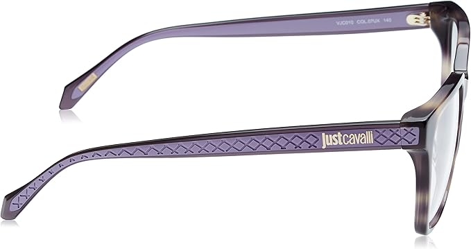 Just Cavalli VJC010 Square Eyeglasses Women — side view, Havana Acetate temples