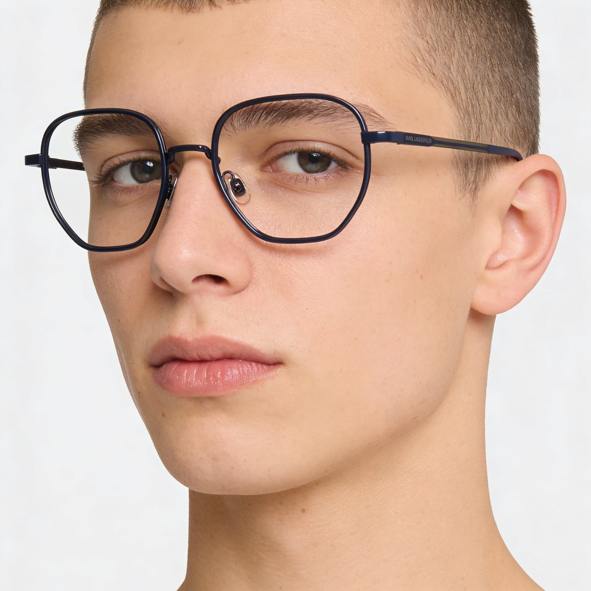 Karl Lagerfeld KL351 Shiny Blue Square Eyeglasses Unisex, Metal 50mm, Photo 4