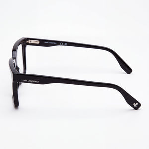 Karl Lagerfeld KL6097 Rectangle Eyeglasses Unisex — side view, Black Acetate temples