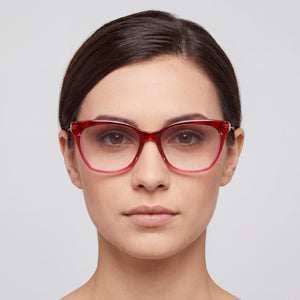 Karl Lagerfeld Kl6108 Square Eyeglasses Women — side view, Red Acetate temples