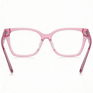 Karl Lagerfeld KL6111R Rectangle Eyeglasses Women — side view, Pink Acetate temples