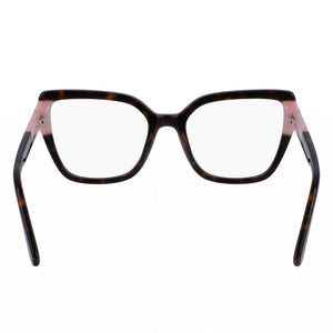 Karl Lagerfeld KL6131 Cat Eye Eyeglasses Women — side view, Havana Acetate temples