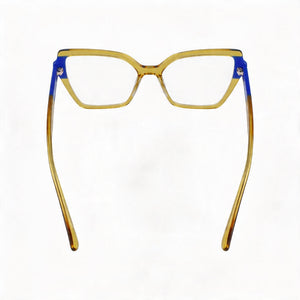Karl Lagerfeld KL6131 Cat Eye Eyeglasses Women — side view, Yellow Acetate temples