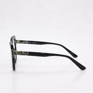 Karl Lagerfeld KL6132 Cat Eye Eyeglasses Unisex — side view, Black Acetate temples