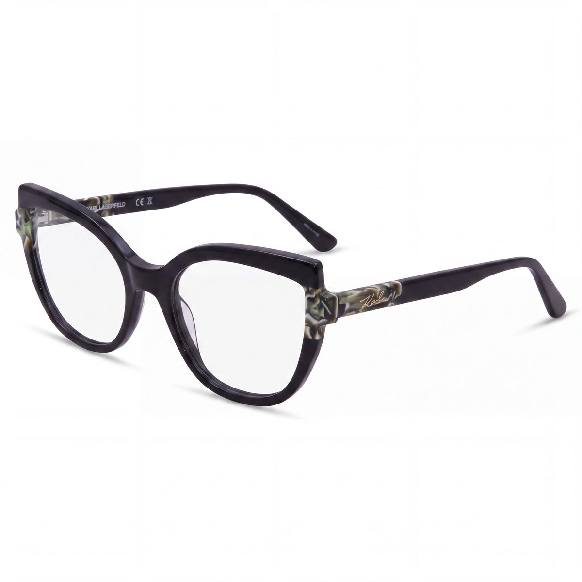 Karl Lagerfeld KL6132 Black/Marble Cat Eye Eyeglasses Unisex, 54mm, Photo 1