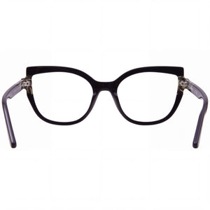 Karl Lagerfeld KL6132 Cat Eye Eyeglasses Unisex — side view, Black/Marble Acetate temples