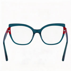 Karl Lagerfeld KL6132 Cat Eye Eyeglasses for Women — interior view, Acetate frame detail