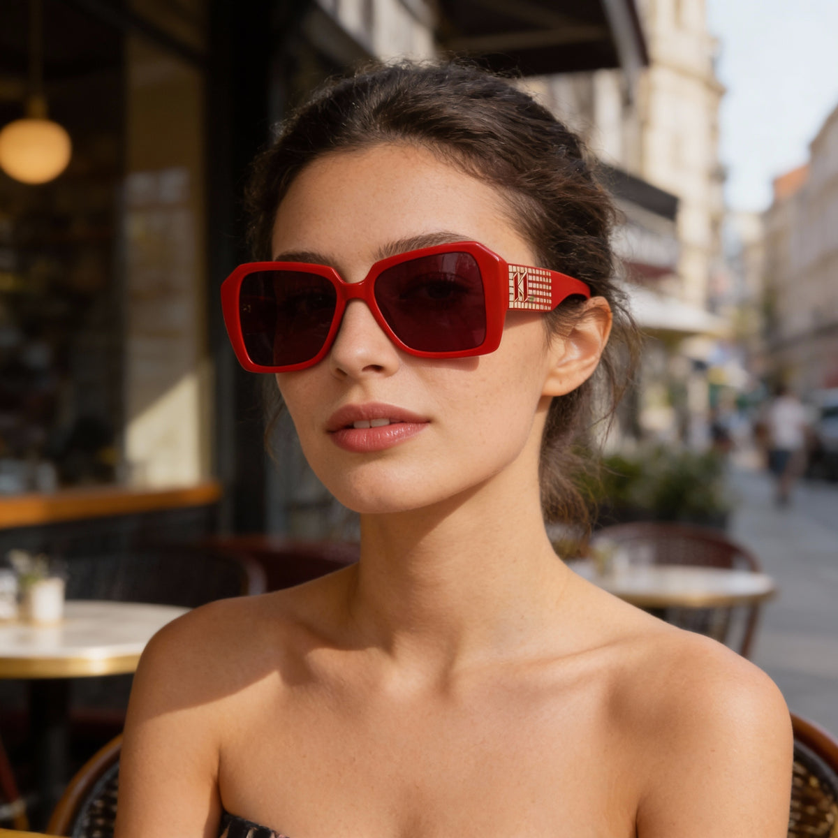 Karl Lagerfeld Kl6140s Red Square Sunglasses for Women, 53mm, Photo 4