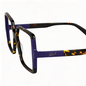 Karl Lagerfeld Kl6169 Square Eyeglasses Women — side view, Havana Acetate temples