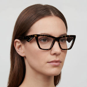 Karl Lagerfeld Kl6195 Cat Eye Eyeglasses Women — side view, Havana Acetate temples