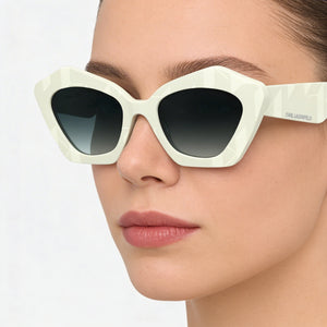 Karl Lagerfeld Kl6199s Square Sunglasses Women — side view, Non-Polarized Gradient Blue lens