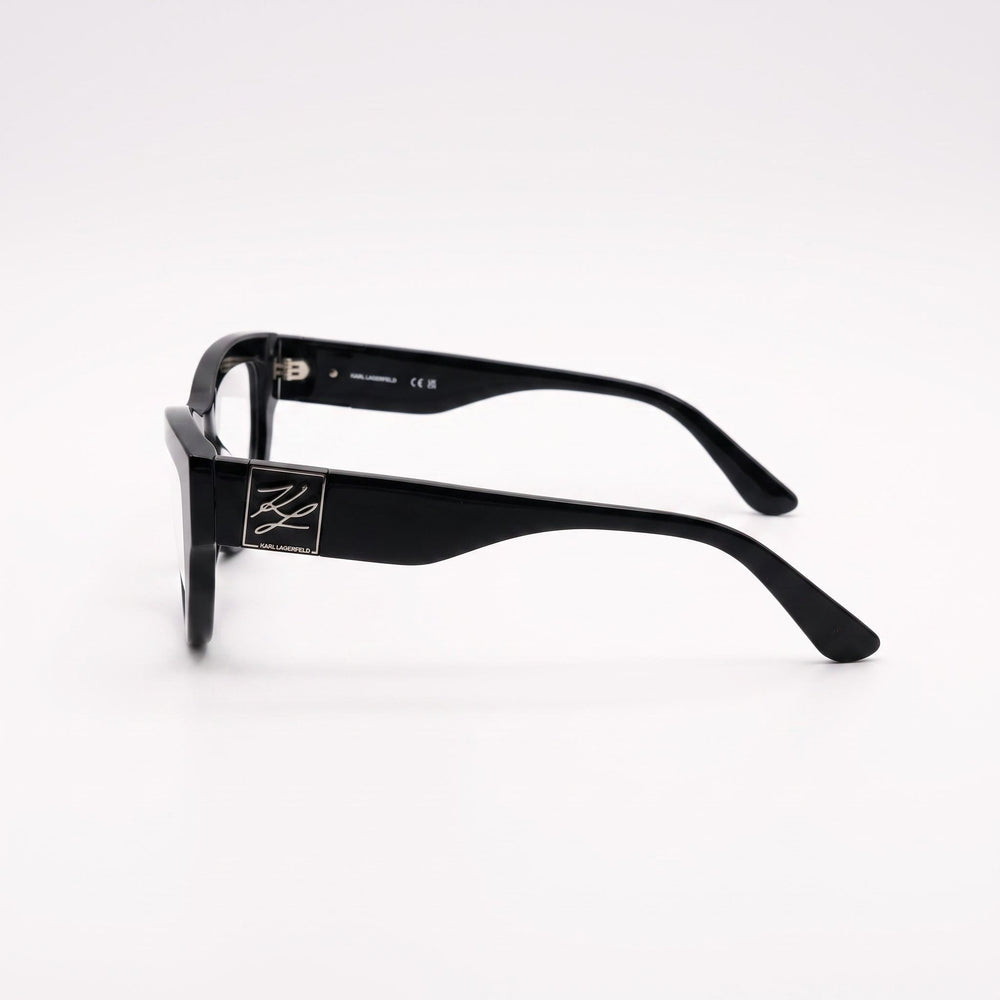 Karl Lagerfeld Kl6211 Rectangle Eyeglasses Women — side view, Black Acetate temples