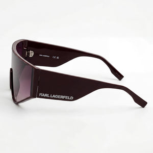 Karl Lagerfeld Aviator Sunglasses Women — side view, Non-Polarized Gradient Bordeaux lens