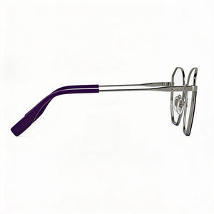 Karl Lagerfeld Square Eyeglasses Women — side view, Silver Acetate temples