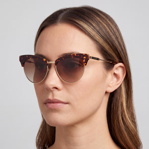 Kate Spade New York Alvi/G/S Cat Eye Sunglasses Women — side view, Non-Polarized Brown Shaded lens