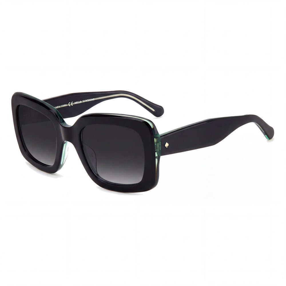 Kate Spade New York Bellamy/S Black Rectangle Sunglasses for Women, Dark Grey Shaded lens