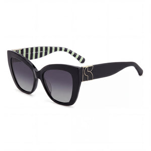 Kate Spade New York BEXLEY/G/S Black Cat Eye Sunglasses for Women, Grey Shaded lens