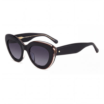 Kate Spade New York Black Pink Cat Eye Sunglasses for Women, Dark Grey Shaded lens