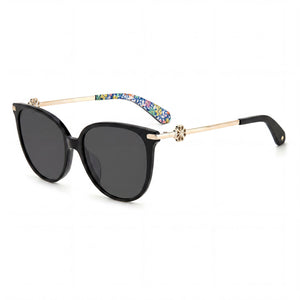 Kate Spade New York Black Oval Sunglasses for Women, Gray lens