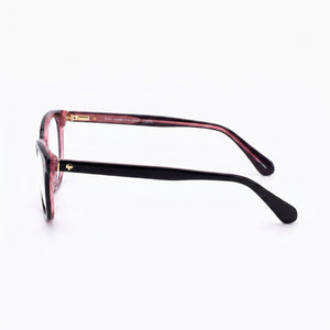 Kate Spade New York Square Eyeglasses Women — side view, Black Pink Acetate temples