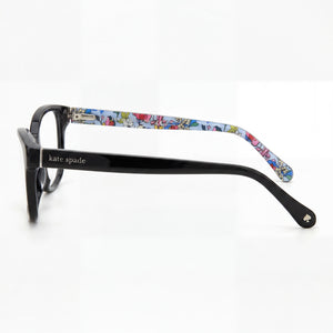 Kate Spade New York Rectangle Eyeglasses Women — side view, Black Acetate temples