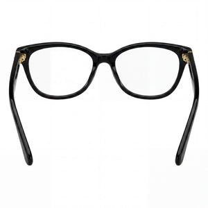 Kate Spade New York Square Eyeglasses Women — side view, Black/Silver-Logo Plastic temples