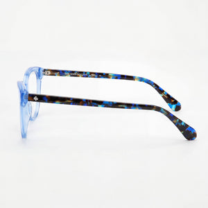 Kate Spade New York Rectangle Eyeglasses Women — side view, Blue Plastic temples