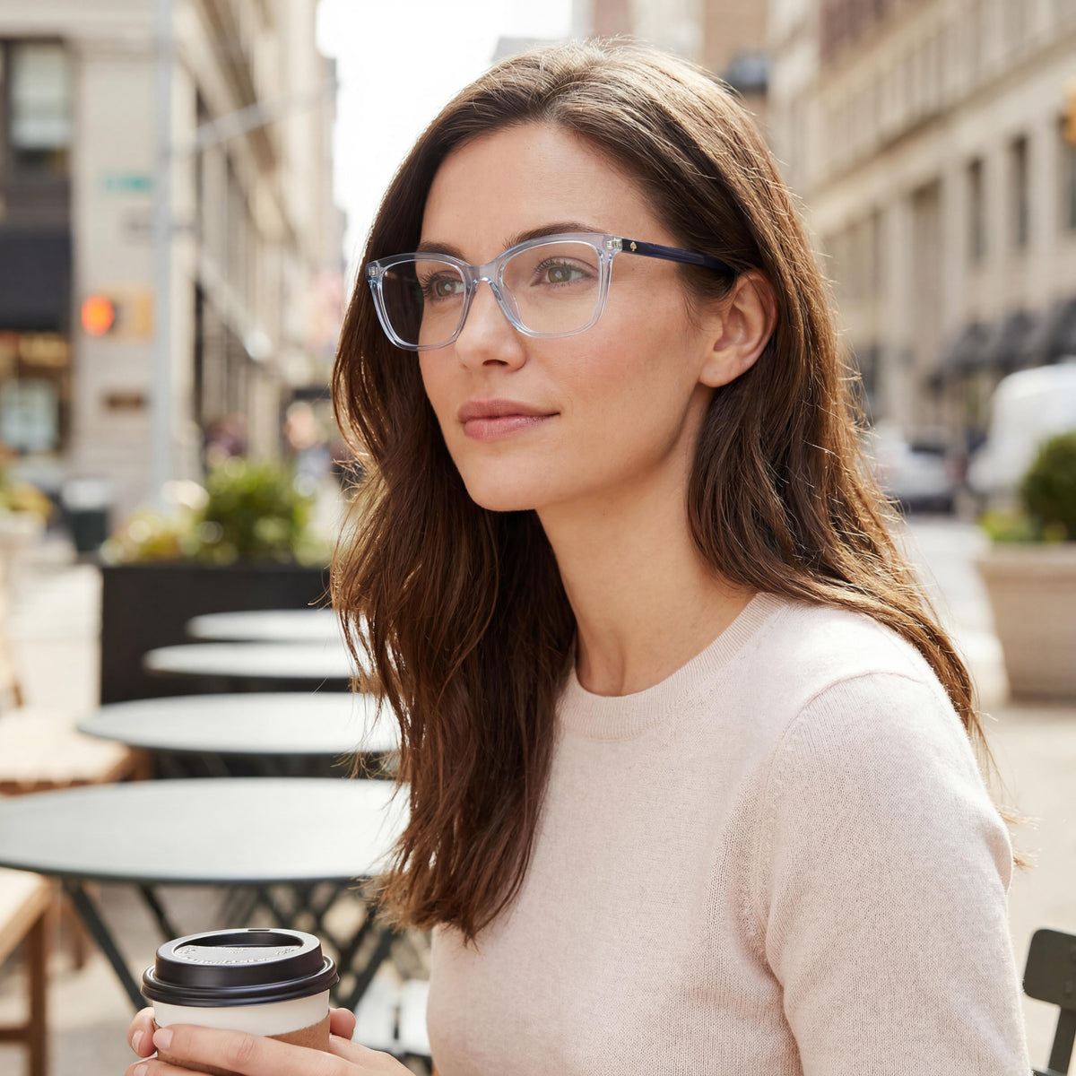 Kate Spade New York Transparent Blue Square Eyeglasses for Women, 53mm, Photo 6