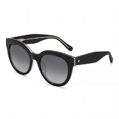 Kate Spade New York BREA/F/S Black Rectangle Sunglasses for Women, Dark Grey Shaded lens