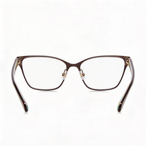 Kate Spade New York Rectangle Eyeglasses Women — side view, Brown Stainless Steel temples
