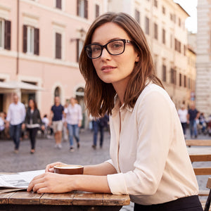 Kate Spade New York Cariane/f Rectangle Eyeglasses Women — side view, Black Acetate temples