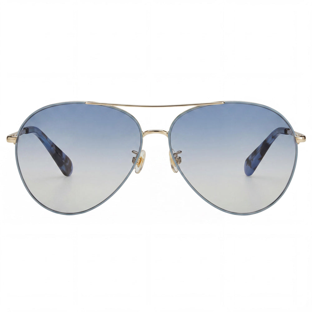 Kate Spade New York Carolane/F/S Women's Metal Blue Gold Blue Lens Pilot Asian Fit UV Protection Sunglasses 61mm