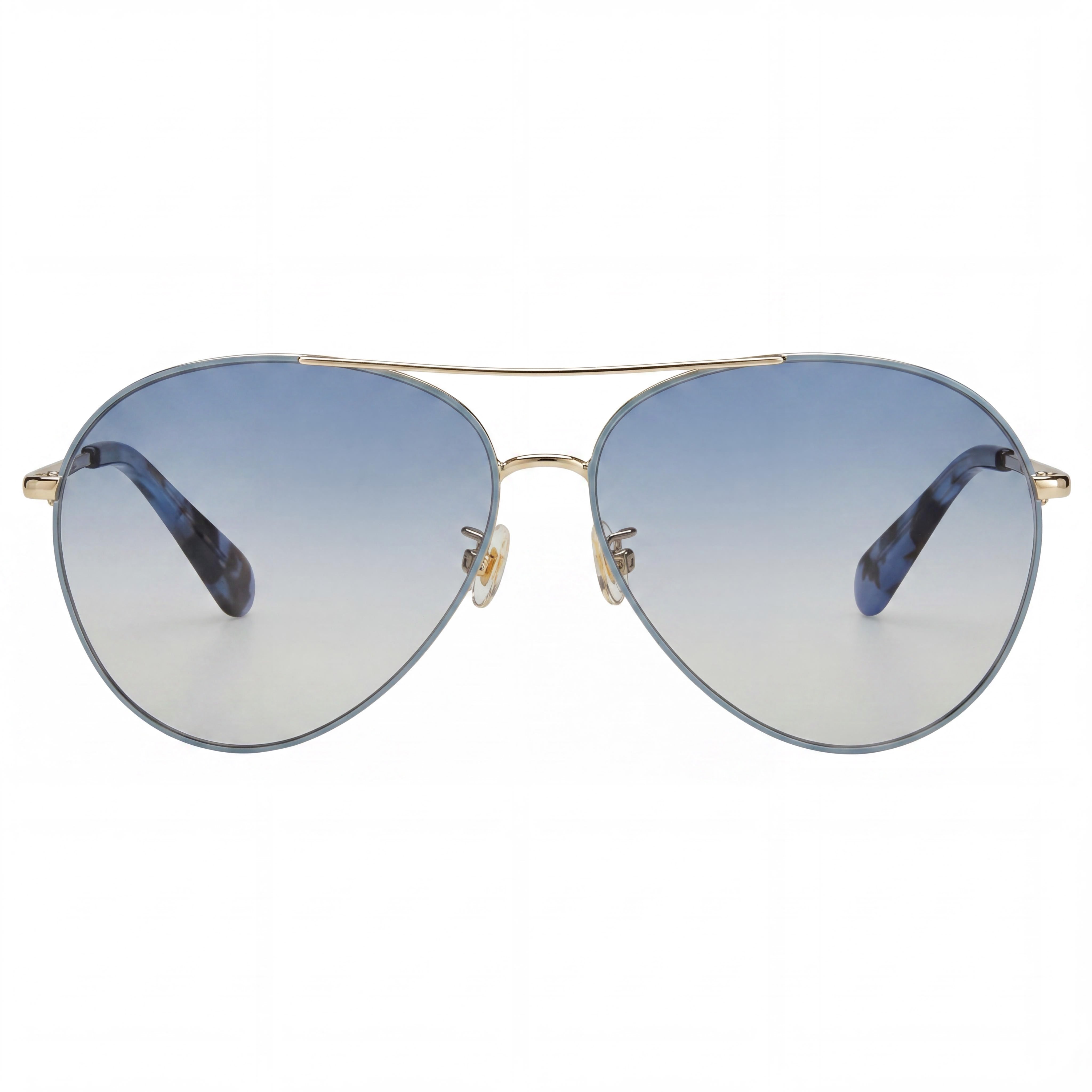 kate spade new york Gafas de sol Carolane/F/S de piloto de metal para mujer con protección UV, armazón azul dorado, lentes azules de 61 mm, Photo 2