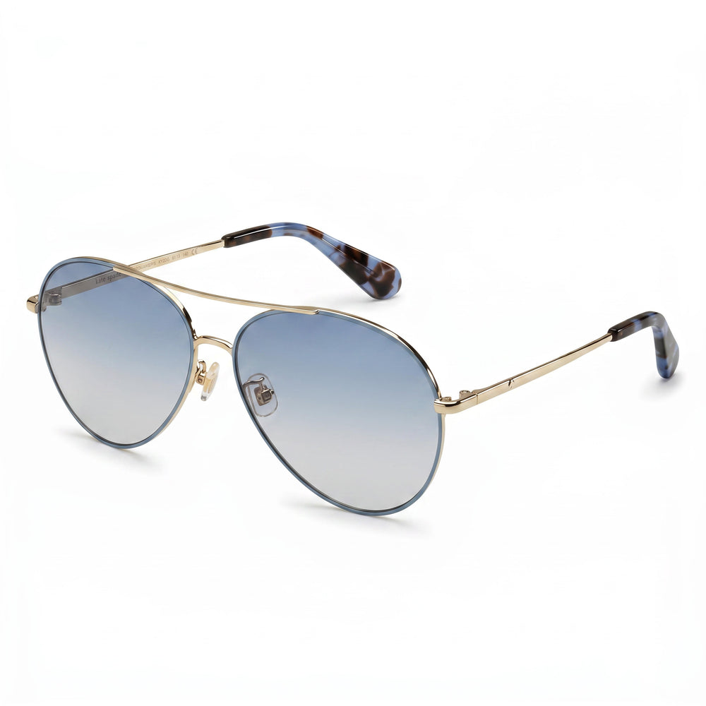 Kate Spade New York Carolane/F/S Gold Aviator Sunglasses for Women, Blue lens