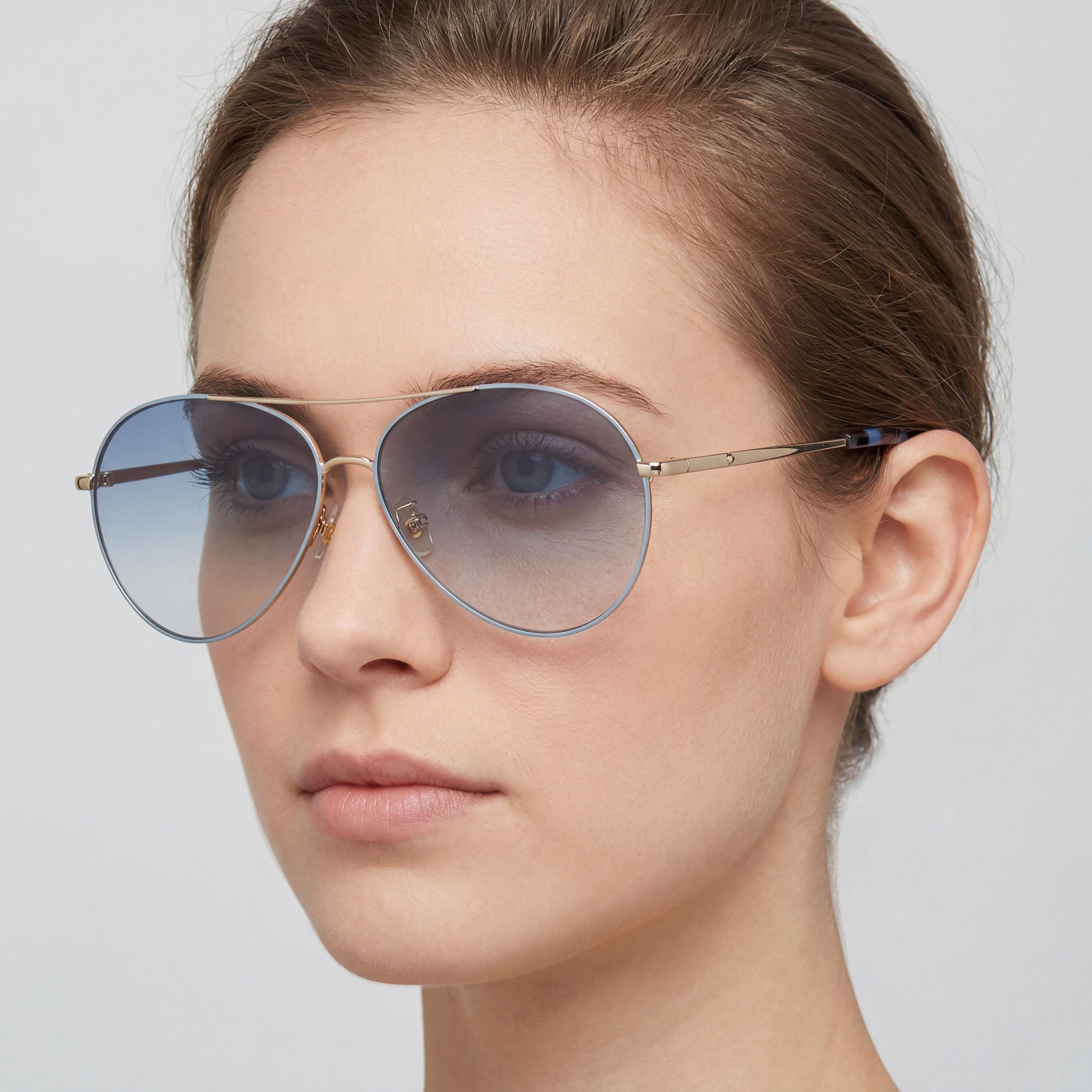 Kate Spade New York Carolane/F/S Women's Metal Blue Gold Blue Lens Pilot Asian Fit UV Protection Sunglasses 61mm, Photo 5