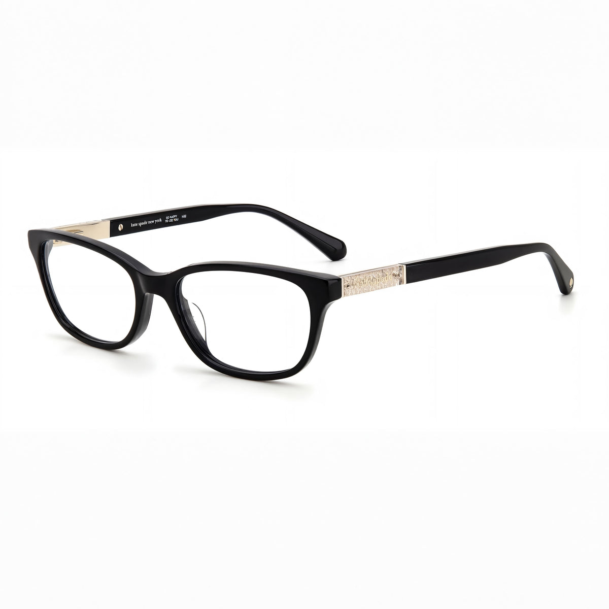 kate spade new york Gafas informales para mujer con montura de plástico negro brillante y lentes de policarbonato, 49 mm, Photo 1