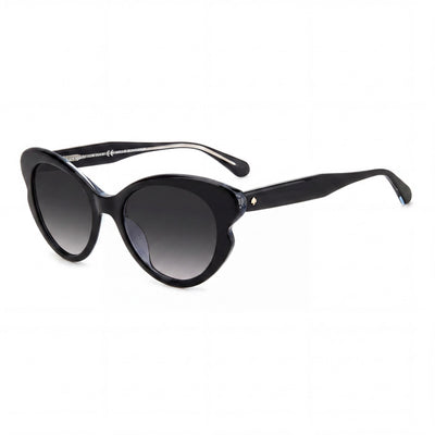 Kate Spade New York Classic Black Cat Eye Sunglasses for Women, Dark Grey Shaded lens