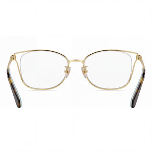 Kate Spade New York Classic Rectangle Eyeglasses Women — side view, Gold Stainless Steel temples