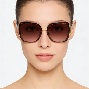 Kate Spade New York Classic Square Sunglasses Women — side view, Non-Polarized Brown Shaded lens