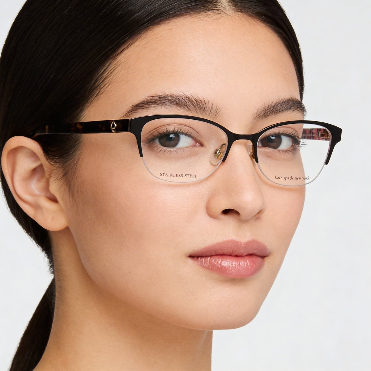 Gafas semirrígidas para mujer Kate Spade New York Ferrara de acero inoxidable marrón con lentes de policarbonato de 51 mm, Photo 4