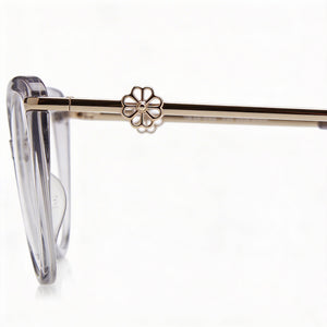 Kate Spade New York Flavia Cat Eye Eyeglasses Unisex — side view, Gray Plastic temples