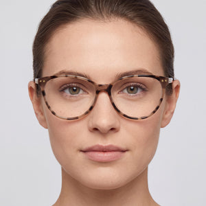 Kate Spade New York Modern Cat Eye Eyeglasses for Women — interior view, Polycarbonate demo lenses